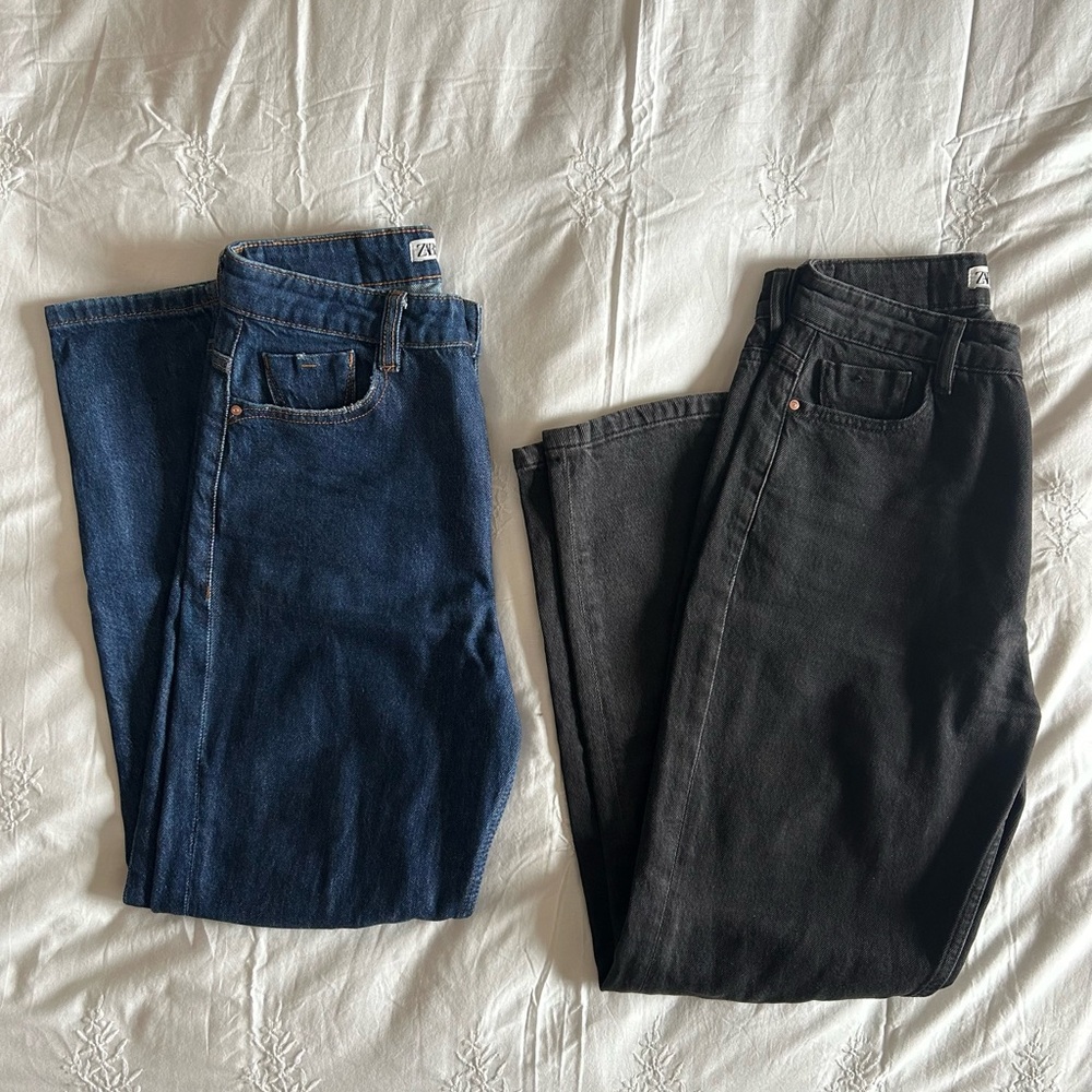 Zara High Rise Women's Jeans in Blue and Black - Picture 2 of 3